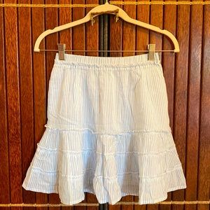 AND NOW THIS BLUE & WHITE STRIPED RUFFLED SKIRT